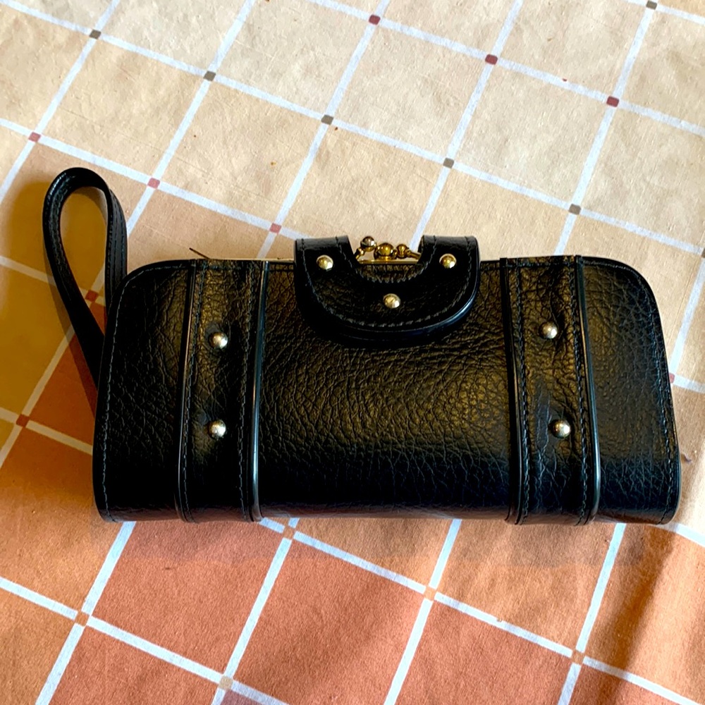 Vintage Kane M & M Black Leather Wallet Wristlet